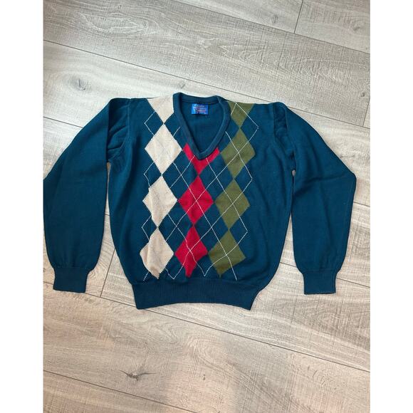 Vintage Pendleton Country Traditionals Argyle Cotton Sweater Men’s L Made in USA - Picture 8 of 8